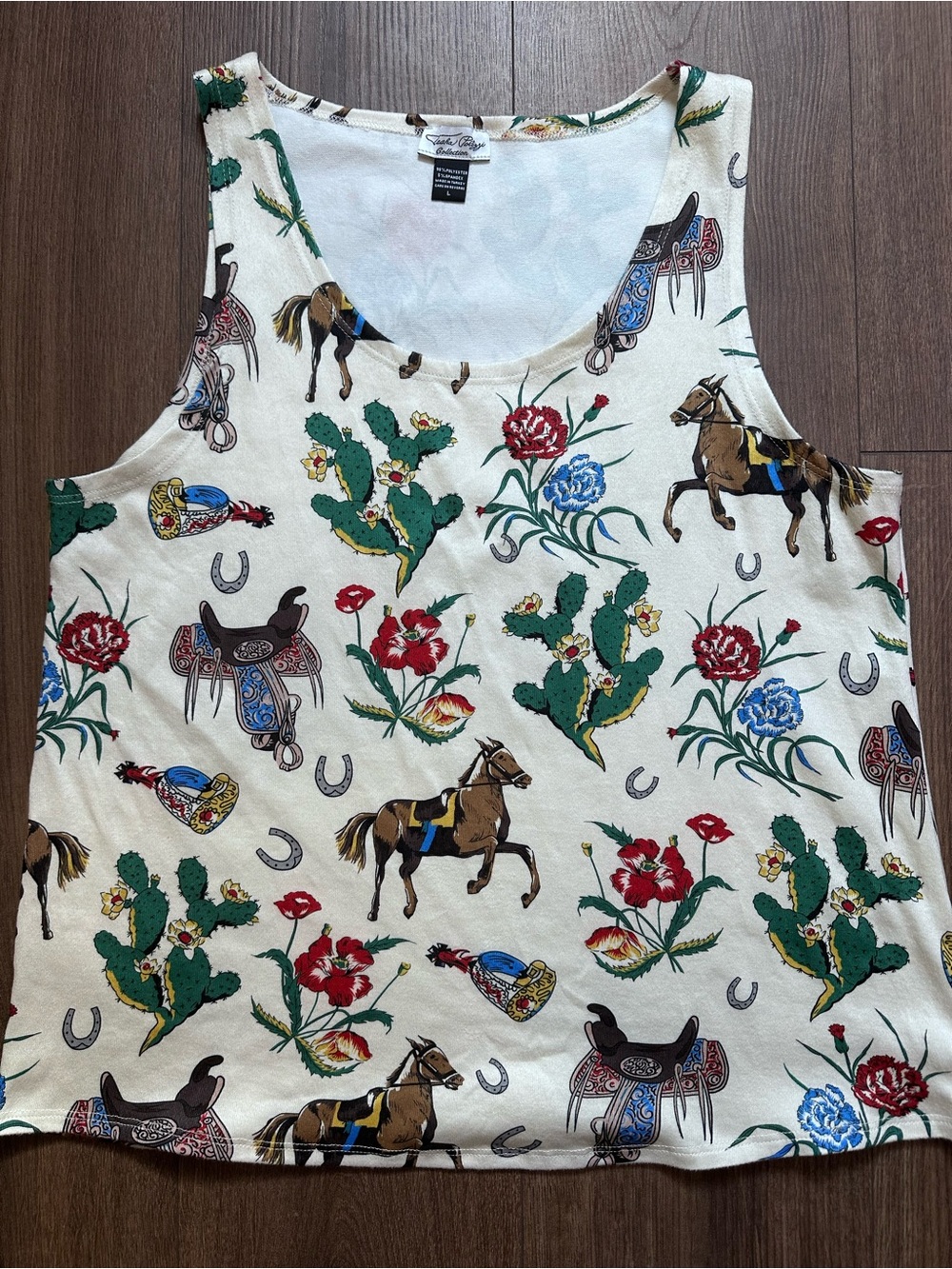 Tasha Polizzi Phoebe Cream Western Horse & Cactus Print Tank